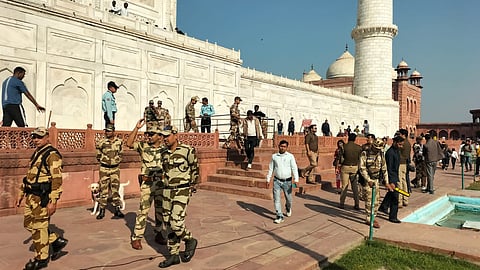 Bomb disposal squad and dog squad were pressed into service at the Taj Mahal