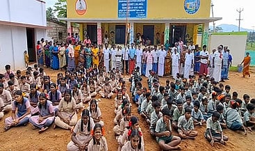 Social activists take classes in Government Primary school in Dindigul, after no teachers were allocated for the past six months