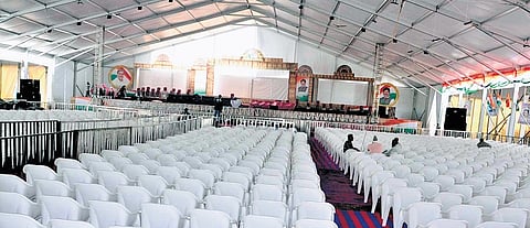 The venue for the KPCC Janakalyana Swabhimana Samavesha in Hassan  