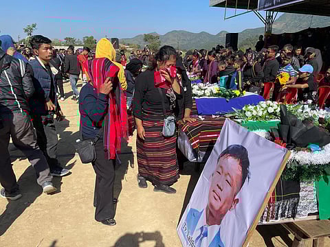 The bodies were laid to rest in Churachandpur on Thursday. Earlier, the police stated the persons were “armed militants” killed in a gunfight.