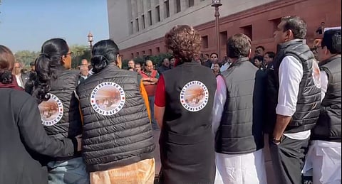 INDIA bloc MPs protest in Parliament over Adani issue, wear 'Modi Adani Ek Hai' jackets