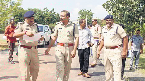 Bapatla SP Tushar Dudi inspecting arrangements for the CM’s visit 