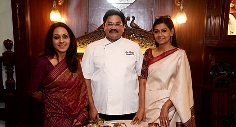 Nandita Das with friend Mona Lisa Bal and chef Srinivas A.