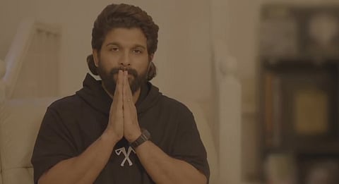 Screengrab from the video message by 'Pushpa 2' actor Allu Arjun 