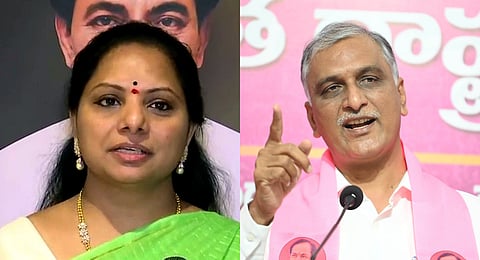 BRS leaders K Kavitha and Harish Rao.