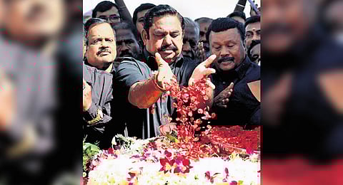AIADMK general secretary  Edappadi K Palaniswami paying homage to former CM J Jayalalithaa