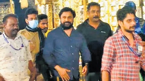 Actor Dileep during his visit to the Sabarimala temple
