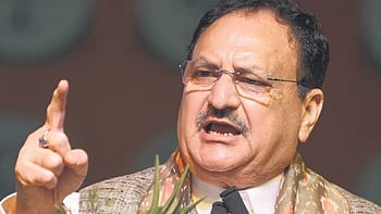 BJP National President JP Nadda addresses a public meeting in Saroor Nagar Stadium