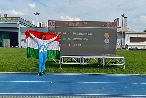 Sameeha Barvin (21) ,from Kanniyakumari distrct ,has clinched a gold and silver medals in 100 meter hurdles and long jump in the Asia-Pacific deaf games held in Malaysia.