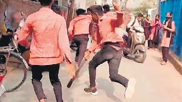 Screen grab of the clash at Netaji Subhas Memorial City College on Monday 