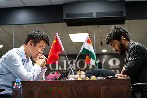Game 13 between Ding Liren and Gukesh D ends in a draw at the 2024 FIDE World Championship Match, presented by Google