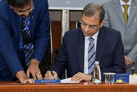 New RBI Governor Sanjay Malhotra addresses a press conference at the RBI headquarters. in Mumbai, Wednesday, Dec. 11, 2024.