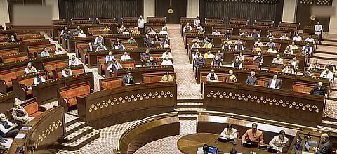 View of the Rajya Sabha during the Winter session of Parliament, in New Delhi