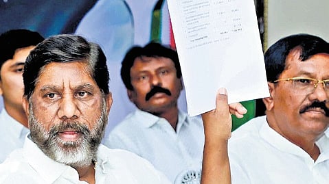 Deputy Chief Minister Mallu Bhatti VIkramarka addresses the media in Khammam on Sunday.