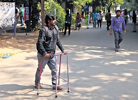 TGPSC Group-II candidates coming out from examination centre after completing their exam at the Nizam College in Hyderabad on Sunday.  