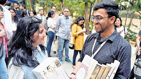 Booklovers on the second day of the 13th edition of the Bangalore Literature Festival at LaLit Ashok in Bengaluru on Sunday 