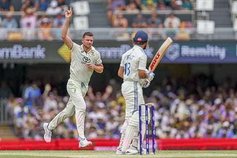 Josh Hazlewood took the wicket of Virat Kohli on day three in Brisbane