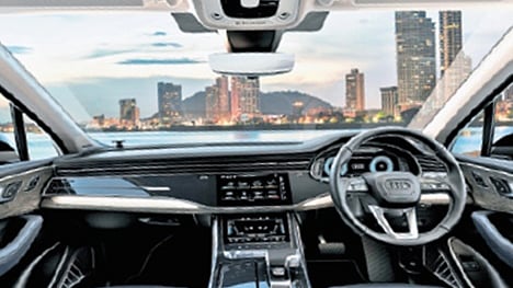 The inside view of Audi's Q7 luxury SUV.