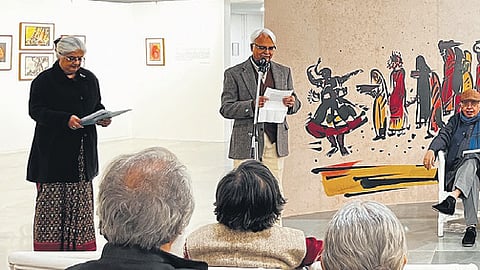 Prithviswar Sen (left), son of Sureshwar and grandson of Bireswar Sen on the day of inaugration