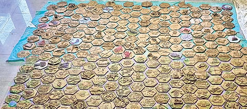 Clay tiles made by the students