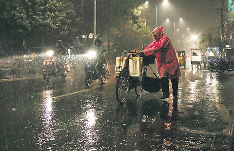 Heavy rain lashed Visakhapatnam on Thursday.