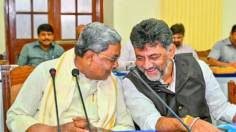 Karnataka Chief Minister Siddaramaiah with Deputy Chief Minister DK Shivakumar.