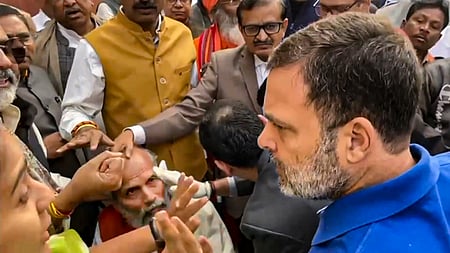 Leader of Opposition in the Lok Sabha Rahul Gandhi visits BJP MP Pratap Chandra Sarangi who got injured