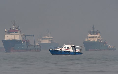 Mumbai Police personnel in association with Indian Navy and Maritime security conduct a search operation in the Arabian Sea a day after a Navy speedboat crashed into a private ferry that killed 13 people, off the Mumbai coast