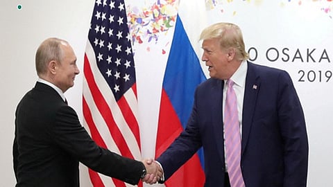 Russian President Vladimir Putin with US President Donald Trump.