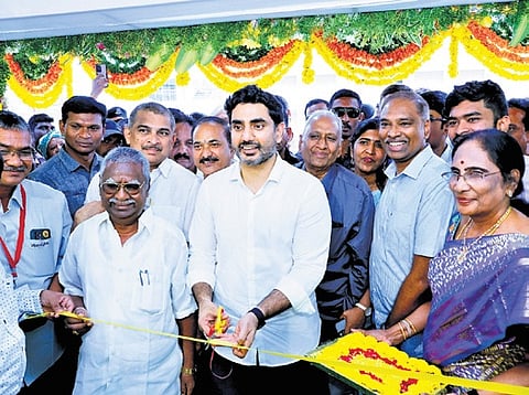 Nara Lokesh inaugurates a showroom of Vijay Digital 