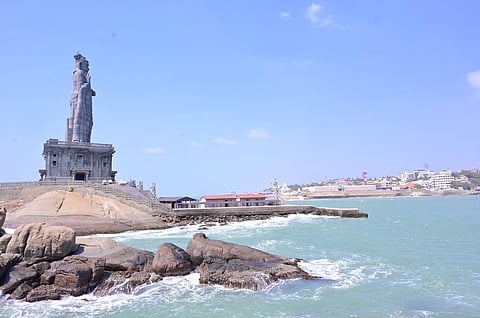 The 133-foot statue of Tamil poet Thiruvalluvar in Kanniyakumari.