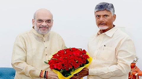 Union Home Minister Amit Shah with Andhra PRadesh CM N Chandrababu Naidu