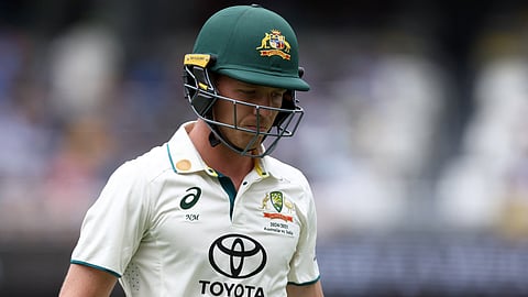 Australia's Nathan McSweeney walks off after his dismissal on day two of the third cricket Test match between Australia and India at The Gabba in Brisbane.