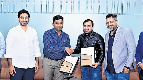 The State government signs an MoU with Physics Wallah in the presence of HRD and IT Minister N Lokesh on Friday 