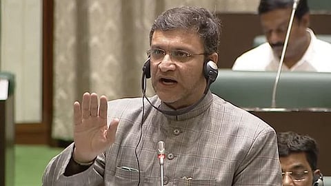 AIMIM floor leader Akbaruddin Owaisi speaks during the winter session in Hyderabad.