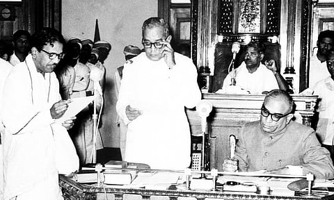 A file pic of M Karunanidhi in the Assembly
