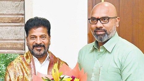 Telangana CM Revanth Reddy with Nizamabad BJP MP Dharmapuri Arvind.