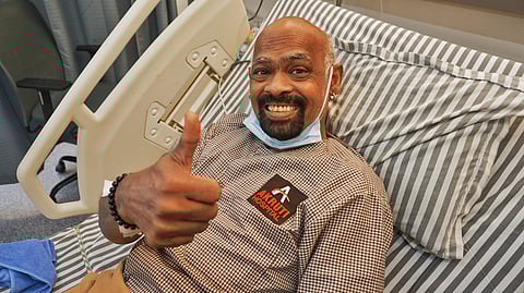 Former India cricketer Vinod Kambli after he was declared stable at a hospital, in Thane district, Maharashtra, Tuesday, Dec. 24, 2024. Kambli was admitted to the hospital on Monday due to deterioration in his health.