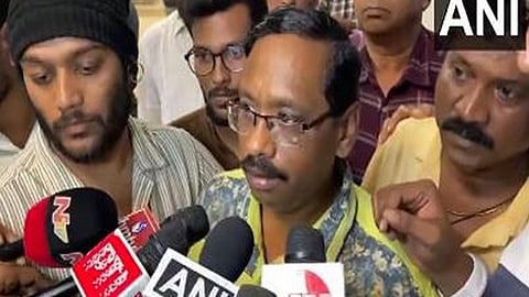 Bhaskar, the father of the 8-year-old boy who was injured in a theatre stampede, speaks to the media.