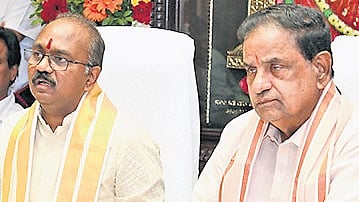 TTD Board Chairman BR Naidu and EO J Syamala Rao at the meeting