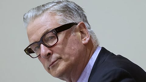 Actor Alec Baldwin attends his trial for involuntary manslaughter for the 2021 fatal shooting of cinematographer Halyna Hutchins during filming of the Western movie “Rust,” July 12, 2024, at Santa Fe County District Court in Santa Fe, N.M. 