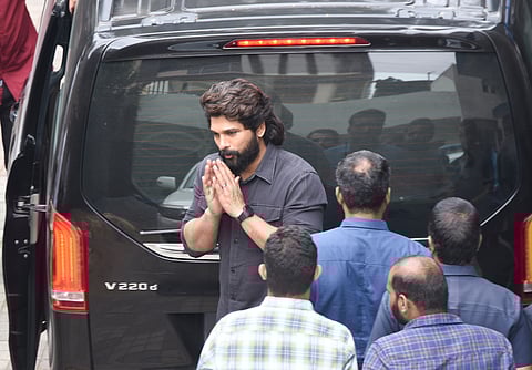 TGFDC Chairman Dil Raju and film producer Allu Arvind speak to the media on Wednesday. 