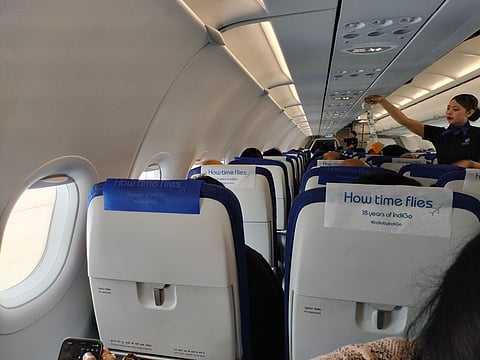 A passenger on board an Indigo flight from Bengaluru to Delhi developed an emergency mid-air (this is representative pic of the interiors of a Bangalore-Delhi Indigo flight)