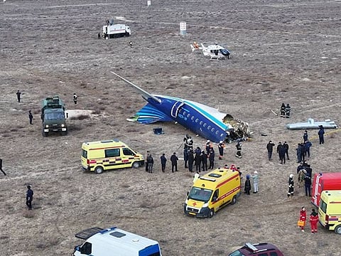 Azerbaijan Airlines plane crash site near Kazakhstan's Aktau