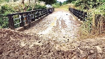 Road blockade set up by the residents.