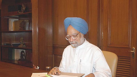 Former Prime Minister of India Manmohan Singh at his office in New Delhi.