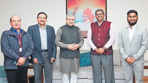 IIT-Madras & TuTr Hyperloop team with Union Minister for Railways Ashwini Vaishnav on Friday 