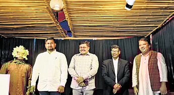 Law Minister Prithiviraj Harichandan, Forest & Environment Minister Ganesh Ram Singhkhuntia and Sports Minister Suryabanshi Suraj at an event of Bakul Foundation
