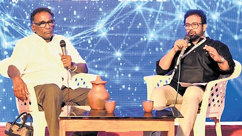 MP John Brittas in conversation with Justice Chelameshwar at Wayanad Literature Festival on Saturday