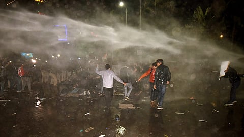 Police use water cannons to disperse aspirants protesting against the alleged paper leak and irregularities in the BPSC 70th Integrated Combined Competitive Examination (CCE), in Patna.